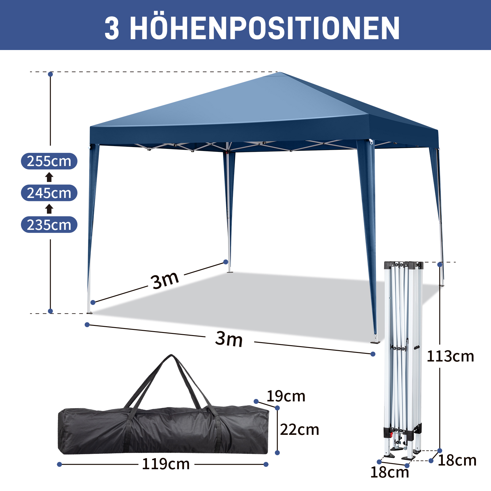 Outdoor Furniture Gazebo - خيمة قابلة للطي 10×10 قدم مع