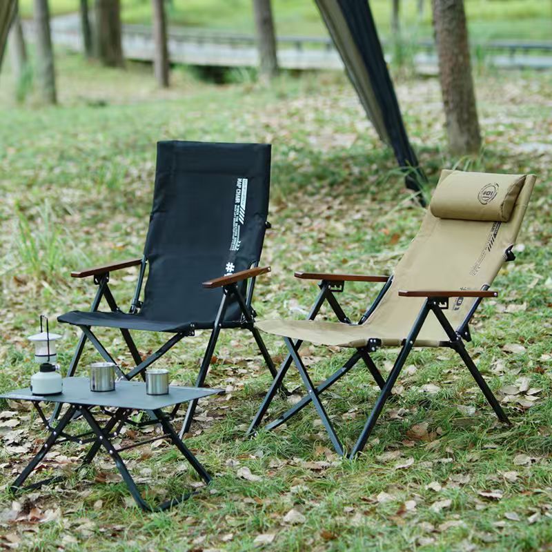 Outdoor Furniture Iron - كرسي شاطئ وتخييم قابل للطي بظهر