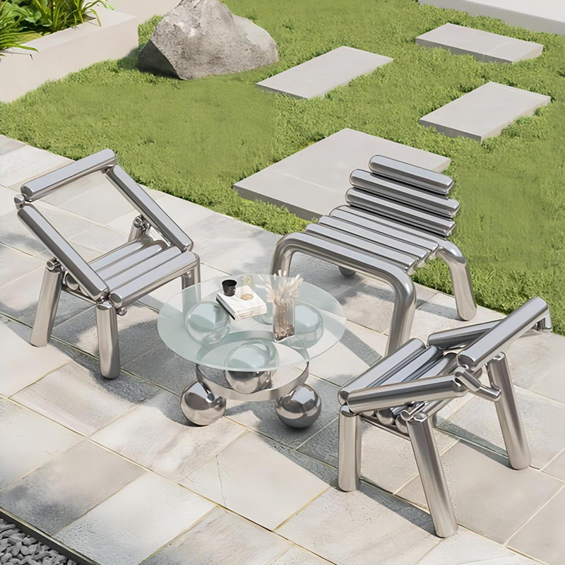 Outdoor Furniture Luxury - كرسي من الفولاذ المقاوم للصدأ، كرسي
