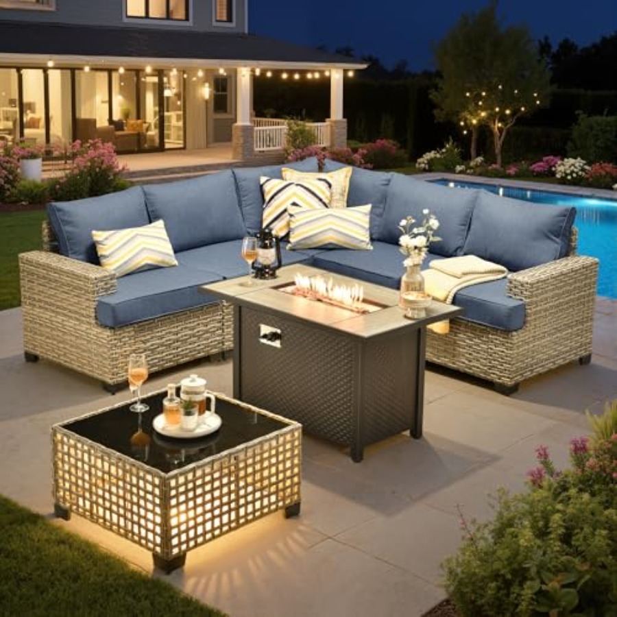 Outdoor Furniture L Shape - طقم أثاث خارجي مقطعي للشرفة مع