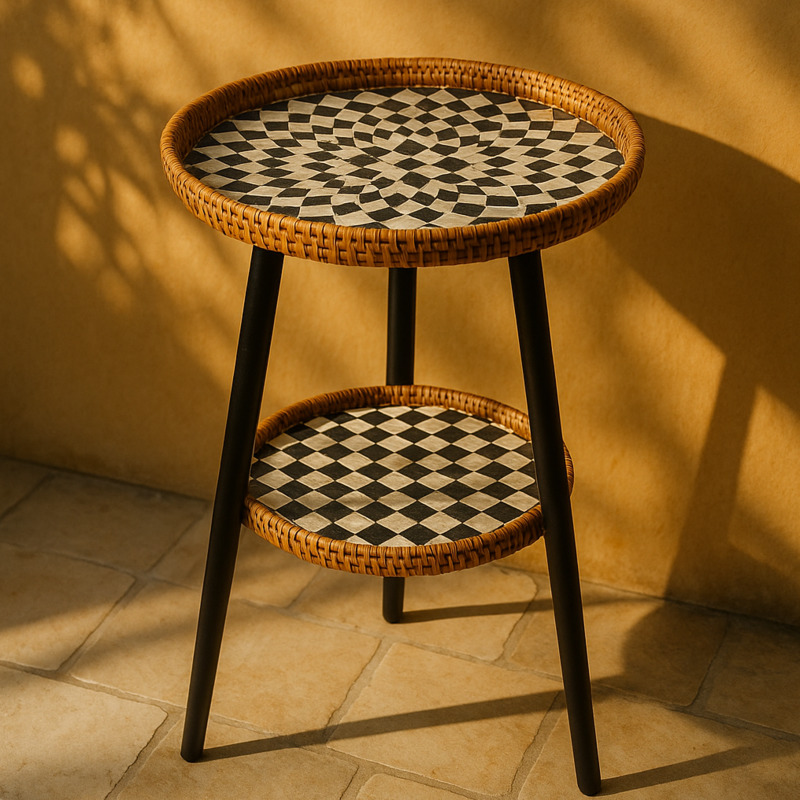 Outdoor Furniture Legs - طاولة قهوة من الخيزران بطبقة مزدوجة