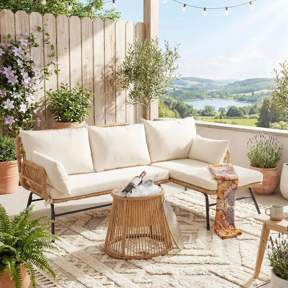 Outdoor Furniture L Shape - طقم أثاث فناء على الطراز البوهيمي