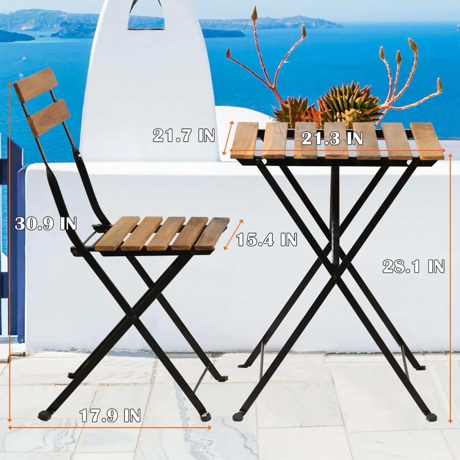 طقم بيسترو خشبي طبيعي قابل للط - مراجعة Outdoor Furniture Table وسعره