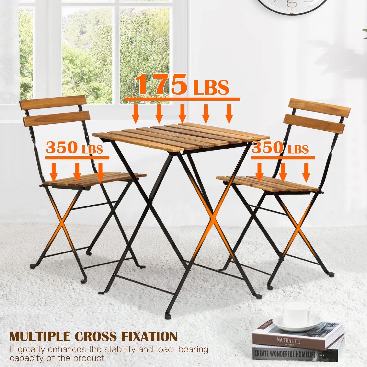 طقم بيسترو خشبي طبيعي قابل للط - مراجعة Outdoor Furniture Table وسعره