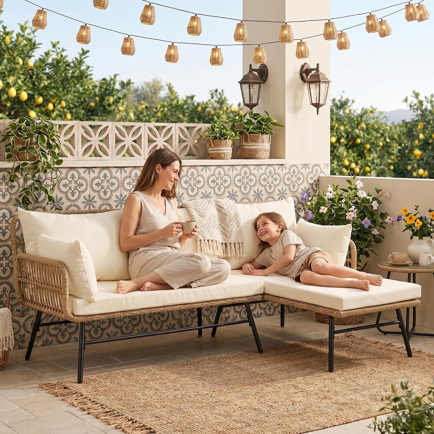 طقم أثاث حدائق بوهو من 3 قطع م - مراجعة Outdoor Furniture L Shape وسعره