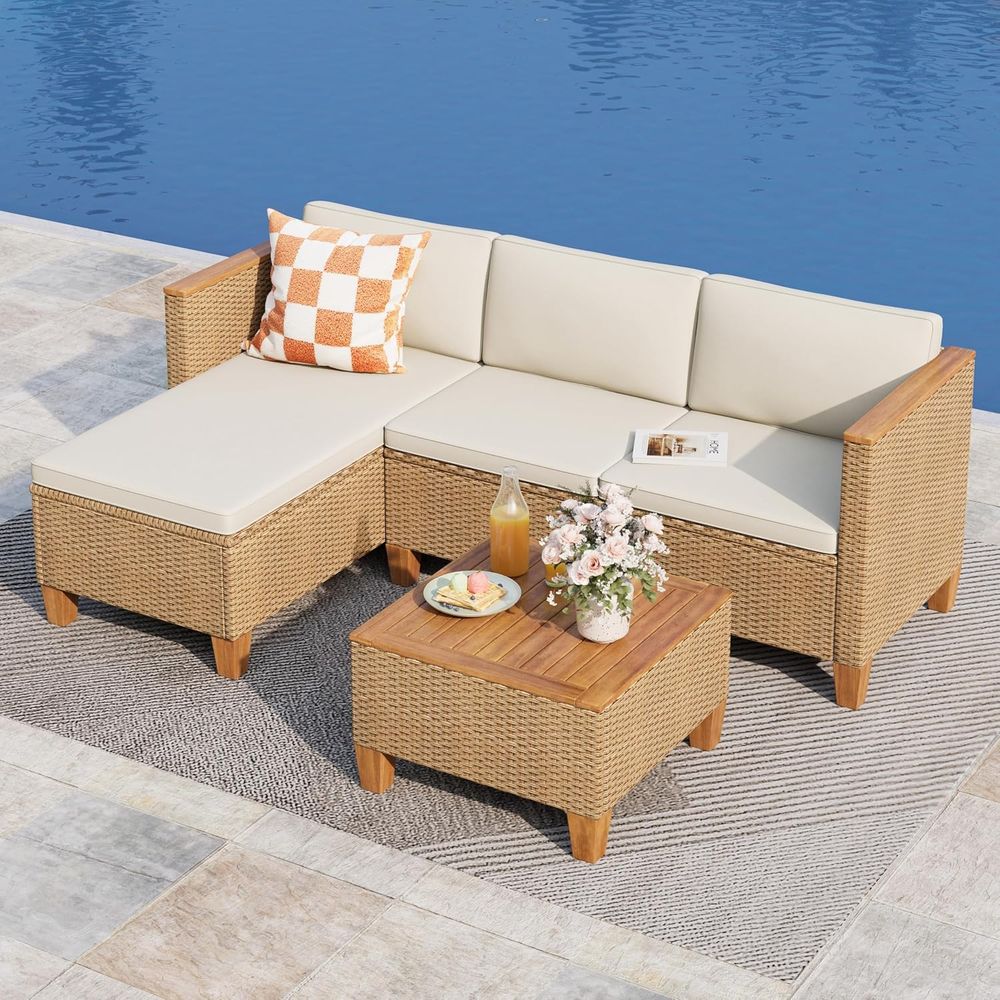 طقم أثاث خارجي من الخوص مكون م - مراجعة Outdoor Furniture L Shape وسعره