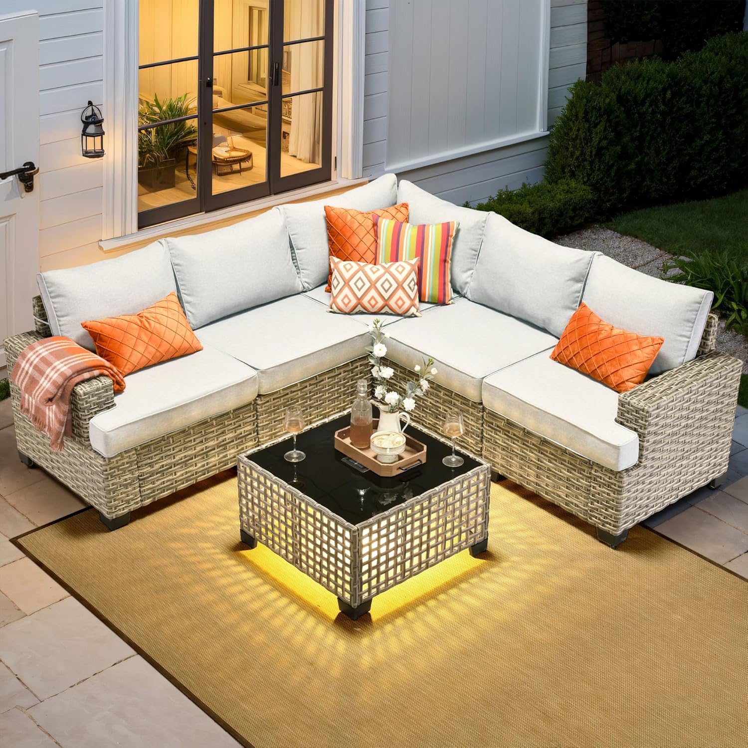 طقم أثاث خارجي مكون من 6 قطع،  - مراجعة Outdoor Furniture L Shape وسعره