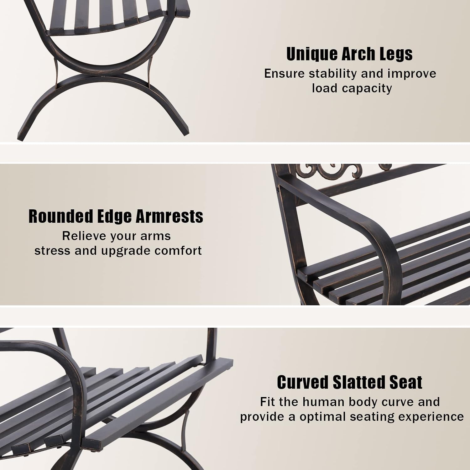 مقعد حديقة خارجي برونزي مقاس 5 - مراجعة Outdoor Furniture Iron وسعره