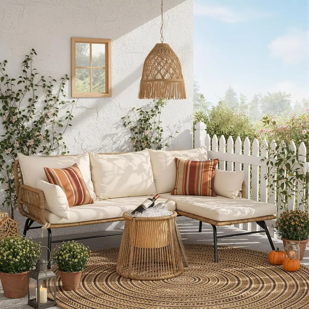 طقم أثاث فناء على الطراز البوه - مراجعة Outdoor Furniture L Shape وسعره