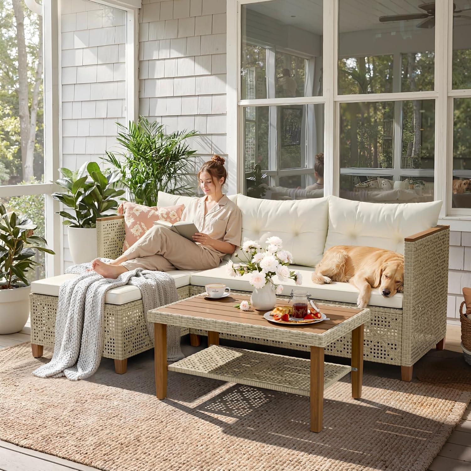 طقم أريكة على شكل حرف L من الخ - مراجعة Outdoor Furniture L Shape وسعره