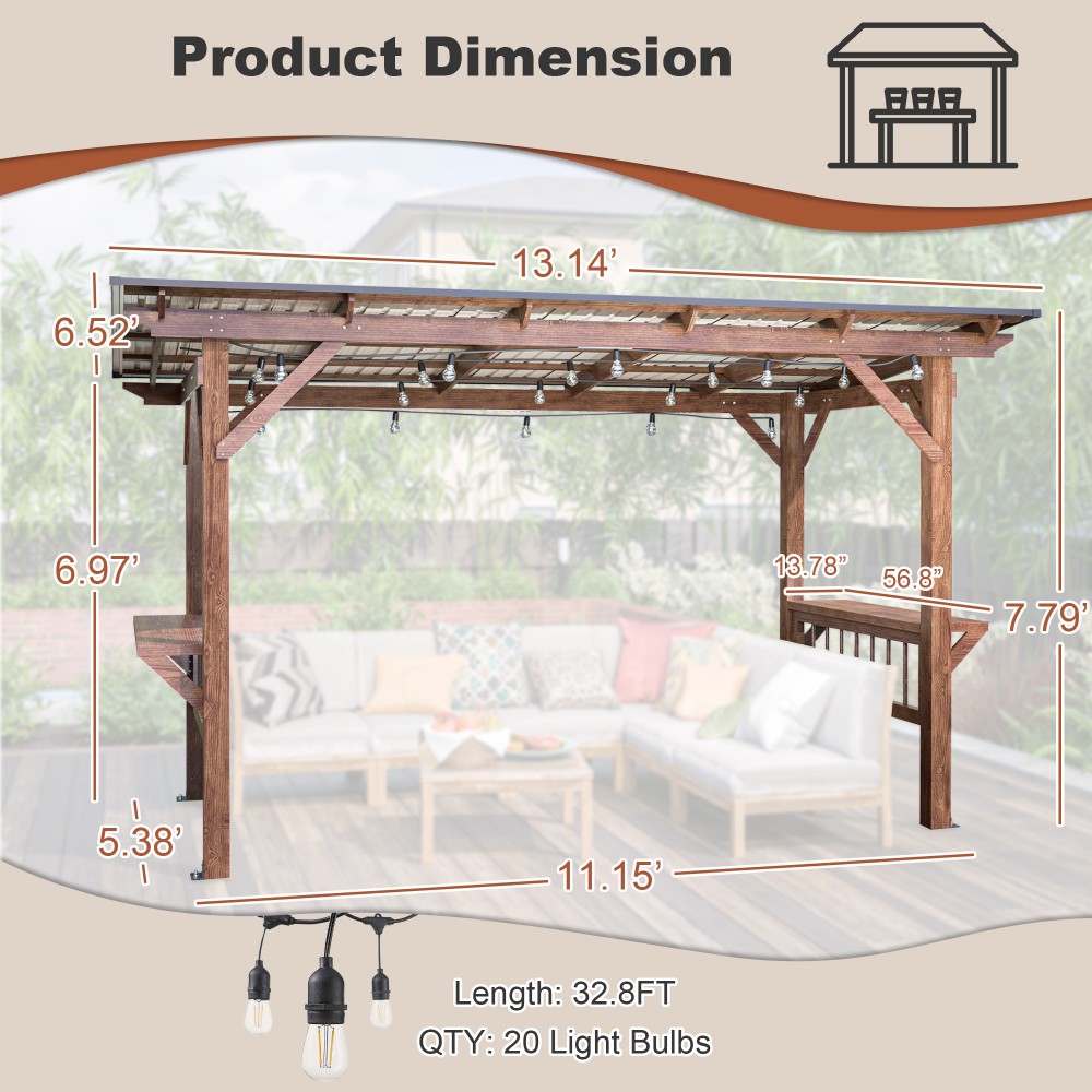 برجولا خشبية عصرية 13 قدم × 6. - مراجعة Outdoor Furniture Gazebo وسعره